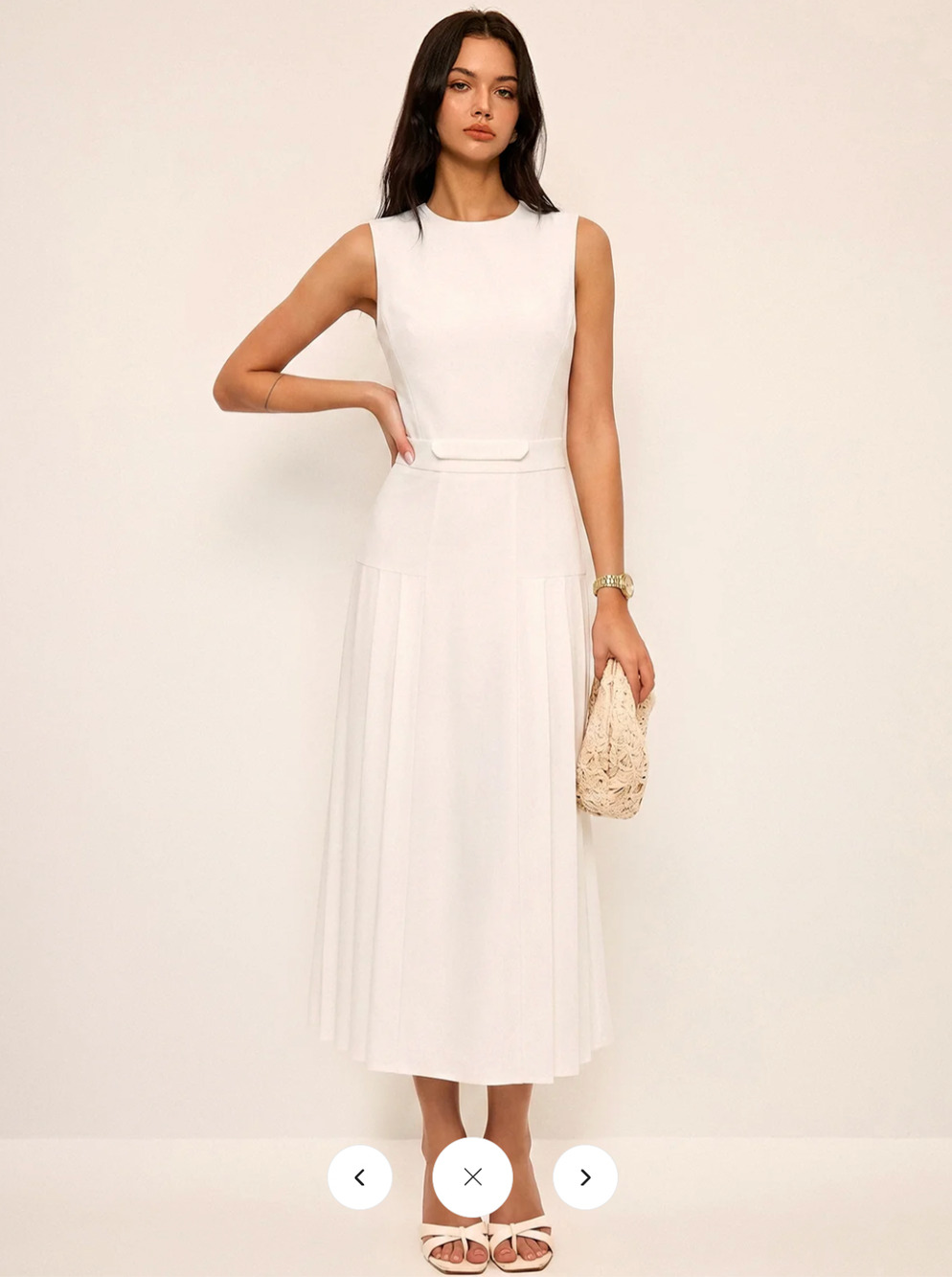 NWT Commense Sleeveless Pleated Midi Dress Sz S